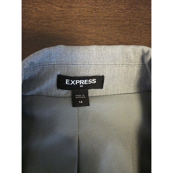 Express Blazer Jacket Women's Button Single Breasted Lined Gray Size 14 Career - Picture 2 of 7
